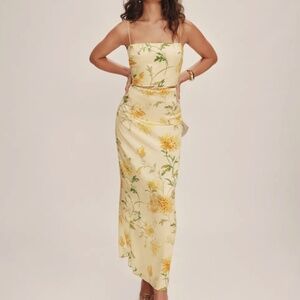 NWT Reformation Frankie Silk Dress Yellow - Size 6